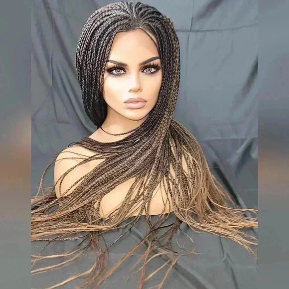 Braided wigs 100% handmade, long wig , ombre wig, box braids with cornro… - Picture 2 of 16